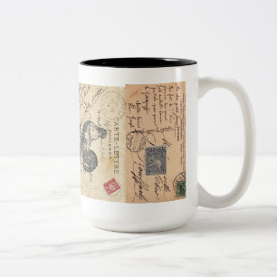 Caneca De Café Em Dois Tons Cartões postais e Postage Mug