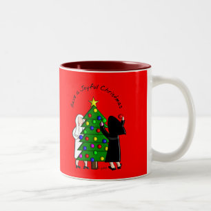 Caneca De Café Em Dois Tons Cartões & presentes católicos de Natal da arte d
