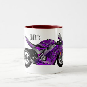 Caneca De Café Em Dois Tons Cartografia de motocicletas de esporte roxo