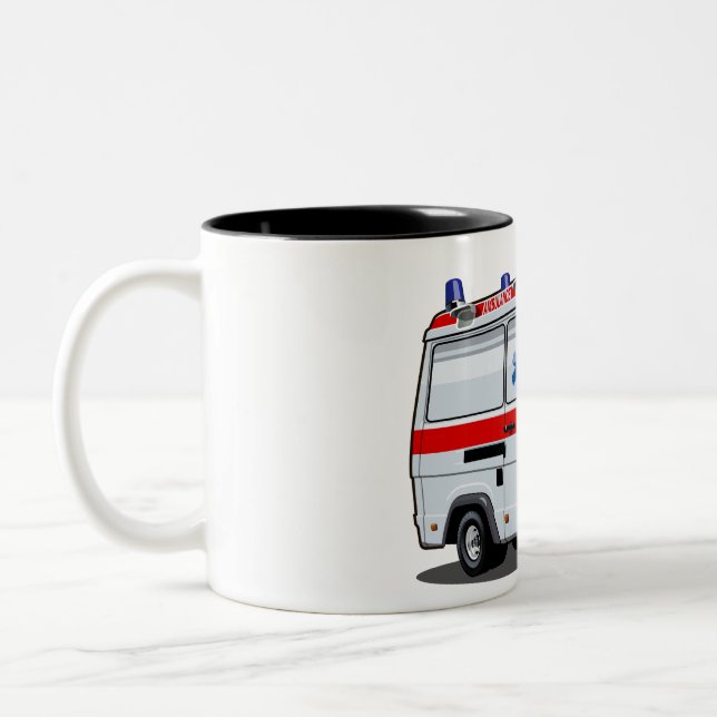 Caneca De Café Em Dois Tons Cartoon Ambulance Car (Esquerda)