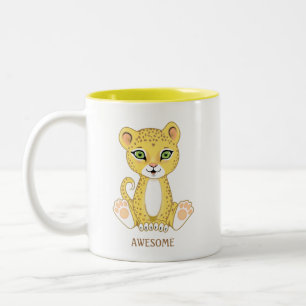 Caneca De Café Em Dois Tons Cartoon Animal Selvagem Jovem Leopardo