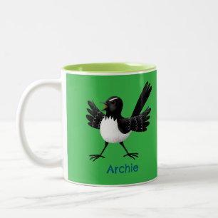 Caneca De Café Em Dois Tons Cartoon australiano Willie Wagtail personalizado