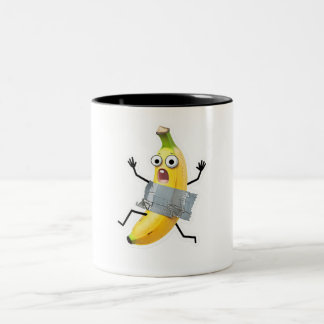 Caneca De Café Em Dois Tons Cartoon Banana Duct-Taped