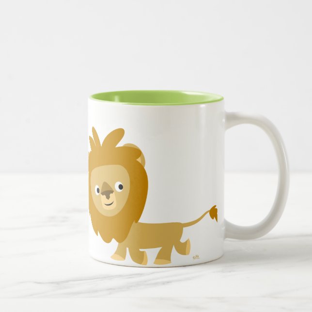 Caneca De Café Em Dois Tons Cartoon Bonito Andando Lion Mug (Direita)