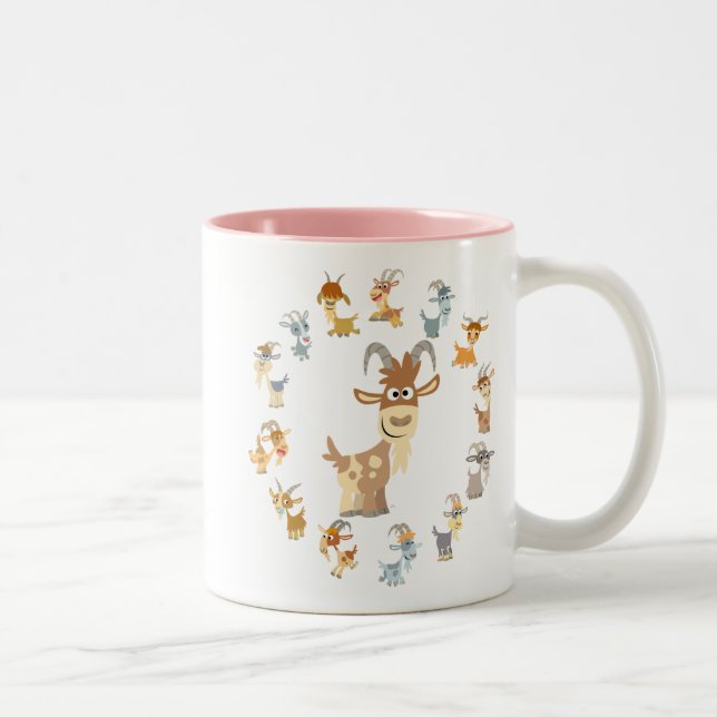 Caneca De Café Em Dois Tons Cartoon Bonito Goat Mandala Mug (Direita)