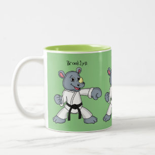 Caneca De Café Em Dois Tons Cartoon bonito rhino kung fu