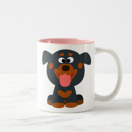 Caneca De Café Em Dois Tons Cartoon Bonito Rottweiler Mug