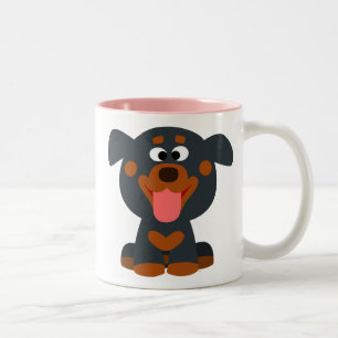 Caneca De Café Em Dois Tons Cartoon Bonito Rottweiler Mug