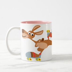 Caneca De Café Em Dois Tons Cartoon Bonito Skating Kangaroo Mug