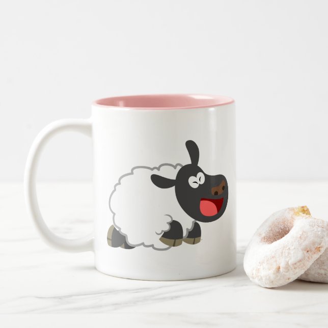 Caneca De Café Em Dois Tons Cartoon Cartoon Sheep Mug (Com Donut)