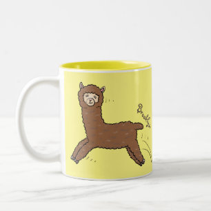 Caneca De Café Em Dois Tons Cartoon castanho-branco e bonito