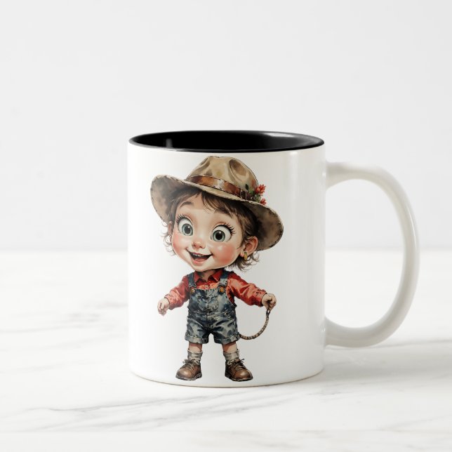 Caneca De Café Em Dois Tons Cartoon Clássico de Efeito 3D (Direita)