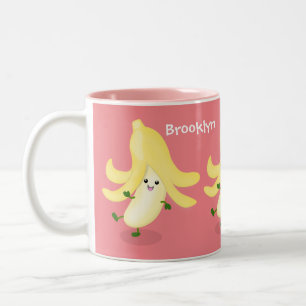 Caneca De Café Em Dois Tons Cartoon de banana kawaii