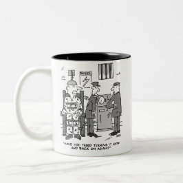 Caneca De Café Em Dois Tons Cartoon de cadeira elétrica defeituoso - Engraçado