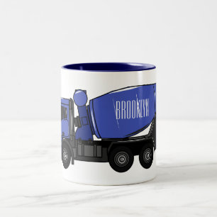 Caneca De Café Em Dois Tons Cartoon de caminhão de transporte misto em betão