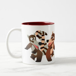 Caneca De Café Em Dois Tons Cartoon de Dança Cóta Coatimundis