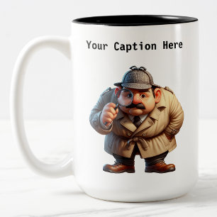 Caneca De Café Em Dois Tons Cartoon de Detetive Particular Personalizável Mist