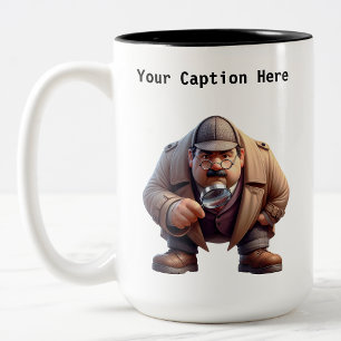 Caneca De Café Em Dois Tons Cartoon de Detetive Particular Personalizável Mist