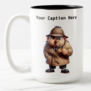 Caneca De Café Em Dois Tons Cartoon de Detetive Particular Personalizável Mist
