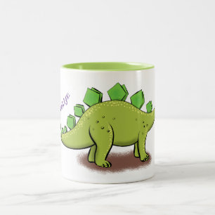 Caneca De Café Em Dois Tons Cartoon de dinossauro personalizado e engraçado