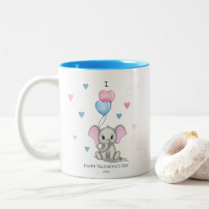 Caneca De Café Em Dois Tons Cartoon de Elefante   Namorados Personalizado T