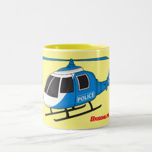 Caneca De Café Em Dois Tons Cartoon de helicóptero do Departamento de Polícia