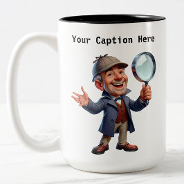 Caneca De Café Em Dois Tons Cartoon de Investigador Particular Personalizável 