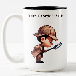Caneca De Café Em Dois Tons Cartoon de Investigador Particular Personalizável 
