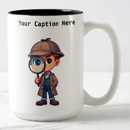 Caneca De Café Em Dois Tons Cartoon de Investigador Particular Personalizável 