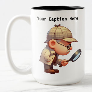 Caneca De Café Em Dois Tons Cartoon de Investigador Particular Personalizável
