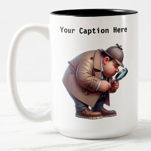 Caneca De Café Em Dois Tons Cartoon de Investigador Particular Personalizável
