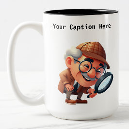 Caneca De Café Em Dois Tons Cartoon de Investigador Particular Personalizável 