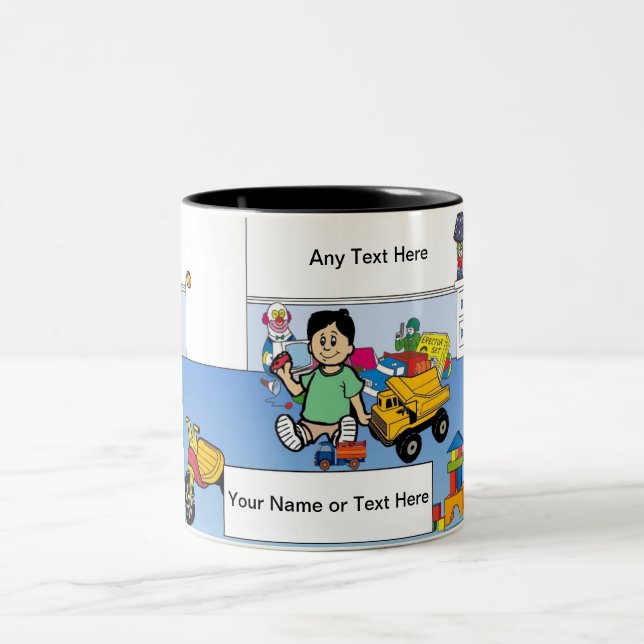 Caneca De Café Em Dois Tons Cartoon de quarto personalizado para garotinhos (Centro)