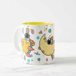 Caneca De Café Em Dois Tons Cartoon espacial astronauta