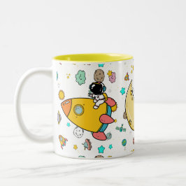 Caneca De Café Em Dois Tons Cartoon espacial astronauta