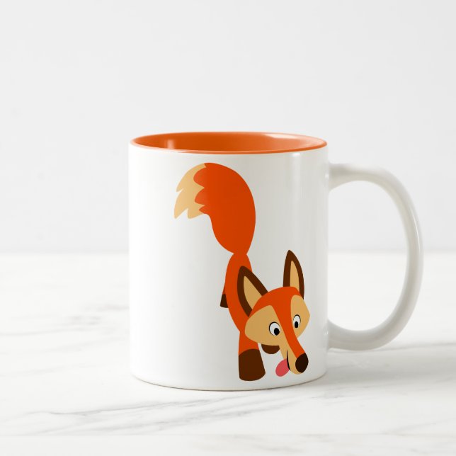 Caneca De Café Em Dois Tons Cartoon Fox Mug Bonito Inquisitivo (Direita)