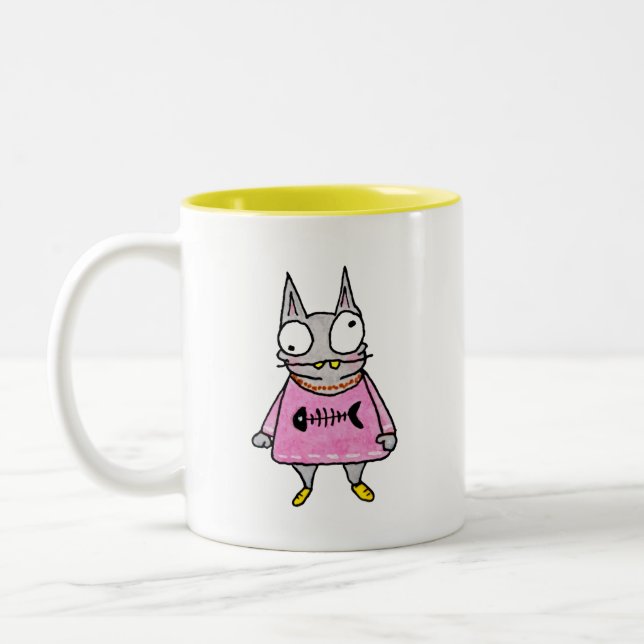 Caneca De Café Em Dois Tons Cartoon Kitten (Esquerda)