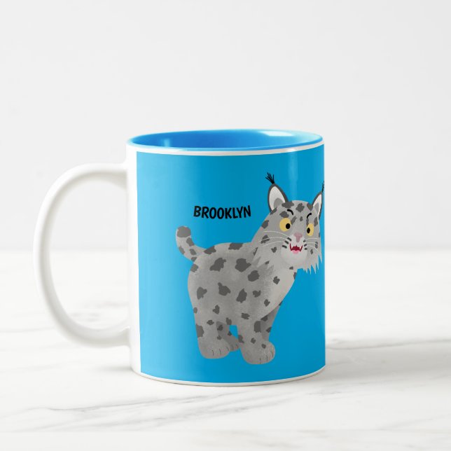 Caneca De Café Em Dois Tons Cartoon lince lince de lince (Esquerda)