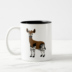 Caneca De Café Em Dois Tons Cartoon Okapi, Animais Majestosos Okapi, Amantes O