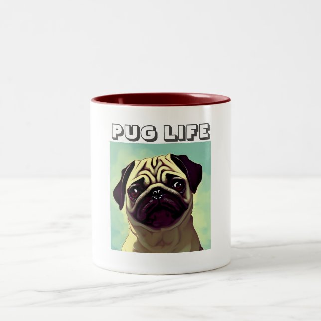 Caneca De Café Em Dois Tons Cartoon Pug Puppy Cutest Ever Divertido Pug Shot (Centro)