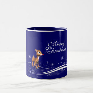 Caneca De Café Em Dois Tons Cartoon Reindeer Natal
