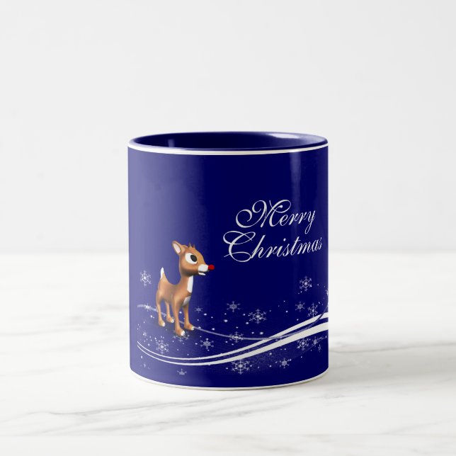 Caneca De Café Em Dois Tons Cartoon Reindeer Natal (Centro)