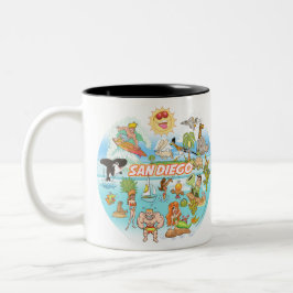 Caneca De Café Em Dois Tons Cartoon San Diego