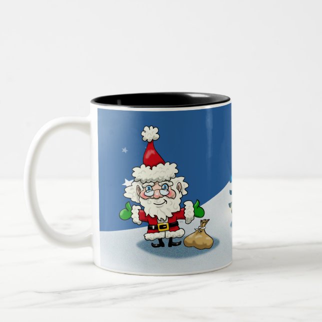 Caneca De Café Em Dois Tons Cartoon Santa Claus (Esquerda)