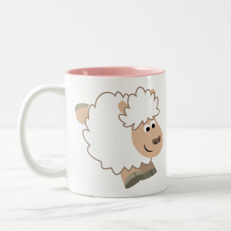 Caneca De Café Em Dois Tons Cartoon Sheep Corajoso
