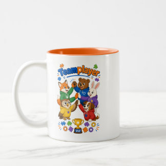 Caneca De Café Em Dois Tons Cartoon Tiere bunte Kinder Teamplayer