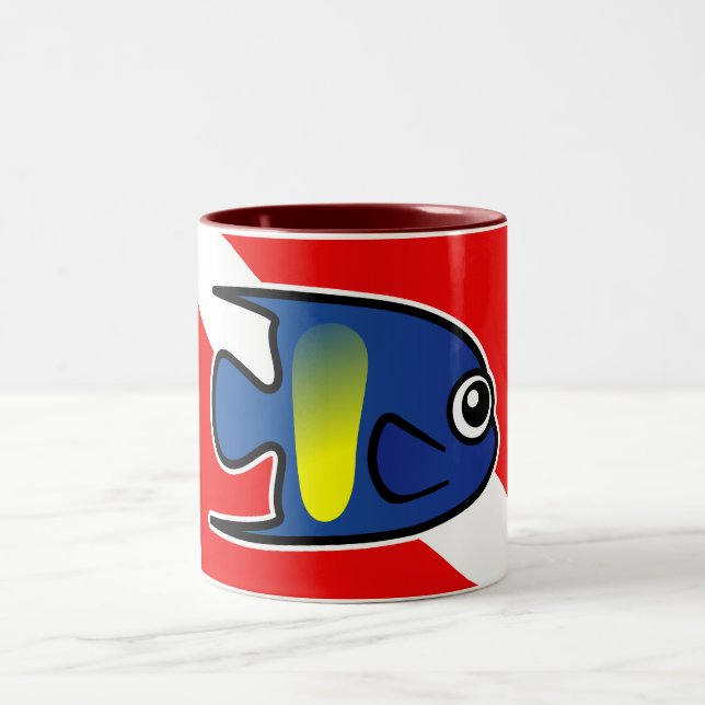 Caneca De Café Em Dois Tons Cartoon Yellowbar Angelfish Dive Flag (Centro)