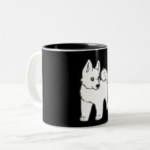 Caneca De Café Em Dois Tons cartum branco akita