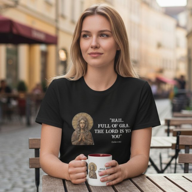 Caneca De Café Em Dois Tons Carved Devotion  Wooden Mary (Criador carregado)