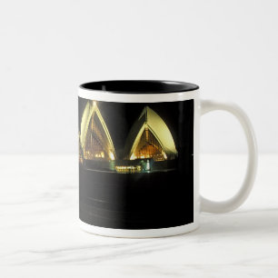 Caneca De Café Em Dois Tons Casa da Ópera de Sydney à noite, Nova Gales do Sul
